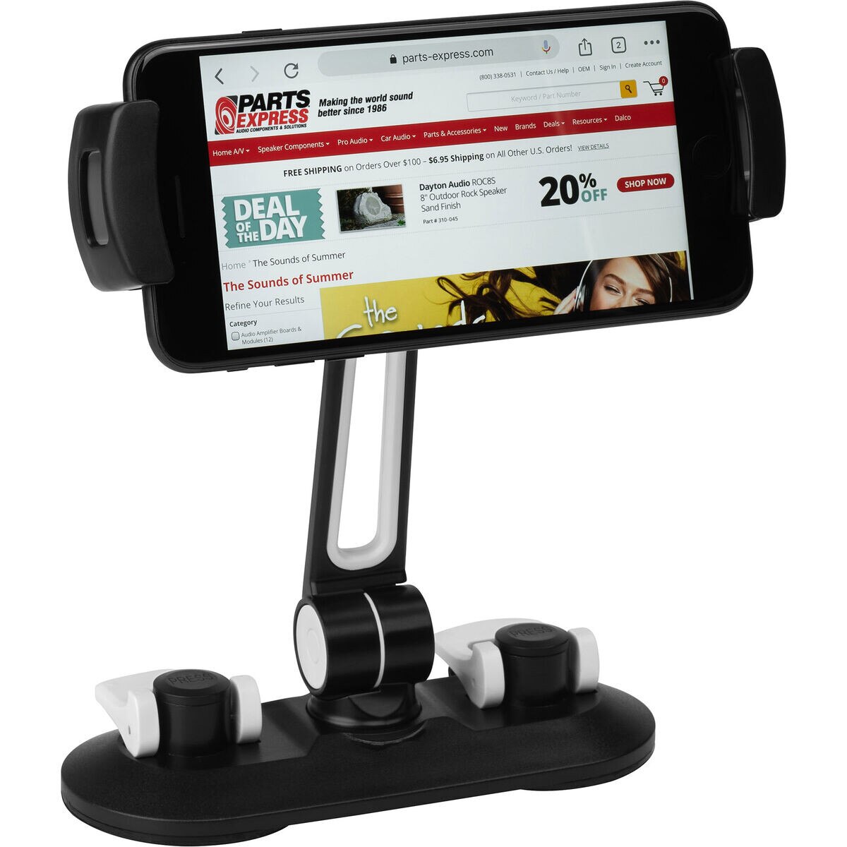 Desktop Smartphone Tablet and iPad Holder Dual Super Suction Cup Design